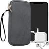 kwmobile Custodia in Neoprene con Zip per Smartphone XL - 6,7/6,8 - Astuccio Portacellulare a Sacchetto con Cerniera - Borsa in grigio blu