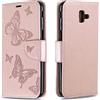 AIFILLE Cover J6 Plus Portafoglio Donna Farfalla Oro Rosa in PU Pelle Custodia a Libro Compatibile con Samsung J6+ Plus 2018 Porta Carte di Credito Flip Antiurto Protezione Accessori per Cellulari