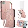 Asuwish Custodia per telefono per Samsung Galaxy A22 5G Custodia a portafoglio con pellicola protettiva in vetro temperato e slot per carte di credito supporto cerniera accessori per celle cinturino