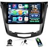 CAMECHO 4+64G 10 Pollici Android 15 Autoradio per Nissan Qashqai J11 X-Trail T32 2014-2018 con Wireless Carplay Android Auto, GPS Navi Radio Touchscreen HD con Bluetooth WIFI RDS FM + Telecamera