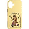 Dawn Rider Cats Custodia per iPhone 16 Tabby Cat Riding Triciclo Occhiali da sole We Ride Dawn