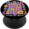 Back To School Outfits Smart Girls Shine Bright Retro Floral Butterfly Citazione PopSockets PopGrip Adesivo