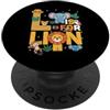 Zoo Day Wildlife Safari Squad Kids Jungl L Is For Lion Zoo Animali Zoo Viaggio Giornata Giornata dello Zoo nella giungla PopSockets PopGrip Adesivo