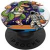 Formula Graphics T-Rex gioca a basket con un astronauta nello spazio PopSockets PopGrip Adesivo