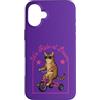 Dawn Rider Cats Custodia per iPhone 16 Plus Tabby Cat Riding Triciclo Occhiali da sole We Ride Dawn