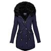 CRMY Cappotto Donna Parka Invernale Giacca con Cappuccio Giacca Invernale Cappotti Lunghi Giacche Cappotto Invernale Tinta Unita Cappotto Invernale Parka con Cappuccio (Color : Blue, Size : 5XL)