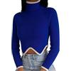 Owegvia Donne Dolcevita manica lunga cropped maglione a costine maglia orlo irregolare crop top collo moto skinny pullover corto maglieria, Gray Pink, S