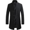 YOUTHUP Cappotto da Uomo Invernale in Lana Spessa Trench Cappotto di Media Lunghezza Slim Fit Imbottito Caldo Casual Peacoat, Nero (Disegno 2), L