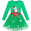 Sunny Fashion Vestito Bambina Natale Babbo La Neve Manica Lunga Vacanza 5 Anni