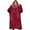 Tuopuda Felpe con Cappuccio Donna Oversize Coperta con Maniche Blanket Hoodie Manica Lunga Felpa con Coperta Indossabile 2 Tasche Fleece Jumper Gigante Taglia Unica Sweatshirt Cappotto, Nero