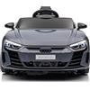 LEADZM Mcchina Elettrica Per Bambini AUDI RS E-tron 12V con Doppi Motori, 3-5km/h Auto Elettrica per Bambini 3-5 Anni, MP3, Sospensioni, Telecomando (Grigio)