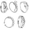 Mikovivi 5pz Anello Fidget Donna, Design Regolabile Anello Rotante Decorazione di Gioielli Calmanti per Adulti Ufficio Classe Calma e Concentrazione Gadget (Argento)