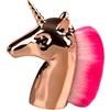Healvian 1pezzi Pennello da Trucco Professionale Forma di Unicorno Pennello per Cosmetici Fondotinta e Fard in Polvere Manico Dorato Setole Rosa Confezione in Sacchetto