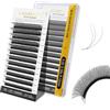 NAGARAKU 3D Extension Ciglia W Delle Ciglia Ciuffetti W Forma Tessuto a Mano Risparmio di Tempo Premade Fan Eyelash Extension Russian Volume Ventole Professional Naturali Ciglia Nero(0.05mm D 8-12mm)