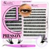 AILAISHI Extension Ciglia Autoadesive Senza Colla - 200 Ciuffetti Ciglia Finte DIY 8-18mm Curl D Fluffy, Ciglia Finte Naturali con Pinzette, Applicazione in 1 Secondo, Ideale per Occhi Sensibili