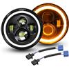 Willpower 2x Fari LED 7 Pollici 50W 5000lm, Angel Eyes 3000K Ambra + 6000K Bianco, 4 Modalità di Illuminazione, Rotonda Luci Fuoristrada DRL HI LO Fascio per Wrangler JK TJ LJ CJ Hummer Auto Moto