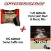 MISTE 200 CAPSULE MISTE A MODO MIO : 100 DON CARLO BORBONE RED + 100 SARNO CAFFE'