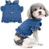 Zunea Pettorina Vestiti per Cani di Piccola Taglia Ragazze Cuccioli Abbigliamento in Denim Antifuga Gilet Principessa Abito con Gonna ad Anello a D Vestiti con Fiocco per Chihuahua Yorkie Blu Scuro S