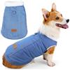 Zunea Cappotto invernale per cani in denim morbido per cani di taglia piccola e media Corgi, foderato in pile con anello a D, morbido, caldo e freddo, abbigliamento per cuccioli, bassotto, azzurro, S