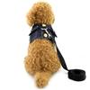 ZUNEA Pettorina per cani di piccola taglia con pettorina e guinzaglio in denim morbido, regolabile, in rete, imbottita, blu, S