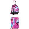 Seven Bundle Zaino Trolley Scuola Elementare Bambina Staccabile Astuccio Scuola Elementare, 3 scomparti, Medie, con Matite, Pennarelli, Penne, 3 Zip, Street Paint Girl, Bambina, Ragazza,