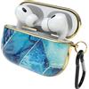 EAZY CASE - Custodia protettiva per AirPods Pro 2, custodia rigida blu, resistente agli urti, con moschettone, adatta come portachiavi, antigraffio, antiscivolo, per AirPods Pro di seconda generazione, in marmo azzurro
