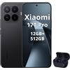 XIAOMI Smartphone Xiaomi 17T Pro 5G, 512GB di memoria, 12GB di RAM, display 6.83", batteria 7000mAh, colore nero (con cuffie Bluetooth)