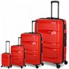 Valigeria.shop Set di Valigie da Viaggio 4 Pezzi Trolley Rigido in Polipropilene - Rotelle Girevoli a 360°- Bagaglio a Mano 52x34x20 55x40x20 cm, Media e Grande da Stiva - Impermeabile Antigraffio PP-08 (Rosso)