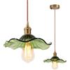 LIGINOK Lampada a sospensione in Vetro Industriale Vintage Lampada A Sospensione E27 Lampadario con Paralume a forma di Lotus Altezza Regolabile Plafoniere per Cucina Sala da Pranzo Camera Bar (Verde)