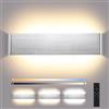 ENCOFT 28W Applique da Parete Interno Esterno Dimmerabile 40cm | Lampada da Parete con Telecomando, luci da esterno in Alluminio, Rettangolare Up Down Spot 2700K-6000K, Argento