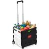 Relaxdays Carrello per la Spesa Pieghevole, 50 L & 35 kg di Carico, Manico Telescopico, Trolley Portaspesa, Nero/Grigio