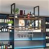 Lonmrrton Portabottiglie sospeso al soffitto, mensole sospese in metallo a 2 strati Portabicchieri da vino montato a parete Portabottiglie decorativo sospeso con porta calici, per cucina bar caffetteria ( Size