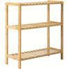 Brigros - Scaffale in Legno con Ripiani, Scaffale Salvaspazio in Bamboo con Design Moderno, Mobile Bagno in Legno di Bambu con Mensole, Mobile Cucina in bambù (Naturale, 3 Ripiani)