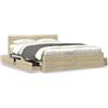 Festnight Letto 160x200 con Cassetti, Struttura Letto con Cassetti, Letto Contenitore 160x200, Giroletto Matrimoniale, Letto Singolo, in Legno Multistrato Rovere Sonoma 160x200 cm
