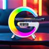 Suewidfay Lampada per atmosfera, 15 W, caricabatterie senza fili, atmosfera, lampada a LED, sveglia intelligente, lampada da tavolo con altoparlante Bluetooth, 10 modalità, luci per adulti, bambini