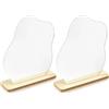 Lhbwhiz Confezione da 2 Specchi per il Trucco, Specchi Estetici Asimmetrici Acrilici, Senza Cornice, Decorativi a Onde Irregolari, Piccoli a Nuvola con Base