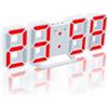 YUANYUYING Sveglie digitali a LED, sveglie 3D, orologio da parete digitale a LED, orologio da parete con numeri a LED e 3 livelli di luminosità, funzione snooze (Bianco + Rosso)