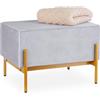 Relaxdays Panca da Ingresso con Seduta Imbottita in Velluto, HLP: 40 x 60 x 43 cm, Entrata, Camera da Letto, Grigio Oro