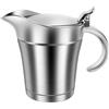 KEGAJEGA Salsiera termica in acciaio inox, 450 ml, con coperchio, beccuccio a forma di U, a doppia parete, isolata, per salsa, condimento per insalata, brodo (argento)