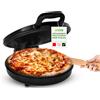 NutriChef Forno Pizza, Cuoci Pizza, Uova, Toast, Pancake e Piadina, 1500 Watt, 30 cm, 80-200°C, Manici Termici Salvaspazio, Pizza Fatta in Casa Croccante, Pizza Surgelata, per Pizzaiolo, Nero