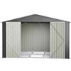 vutizal XXXL capanno per attrezzi 3x2,5m (300x252 cm) - Grande casetta da giardino con tetto a capanna e 2 porte a battente. Capanno in acciaio per motociclette e biciclette, grigio
