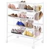 Whitmor Carrello per scarpe a 4 ripiani, in rete e metallo, può contenere fino a 30 paia di scarpe, double face, bianco