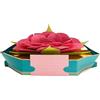 Draeger Paris - Biglietto Pop Up, Biglietto d'auguri 3D con suo busta - fiore di loto reale rosa giapponese zen fucsia, scritta personalizzata - formato 18 x 11,5 cm