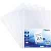 Waytex Buste in plastica forate A4 trasparenti lisce da 50 micron per raccoglitori a 11 fori, confezione da 100 buste in polipropilene antistatico con rinforzo, uso regolare