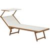 Totò Piccinni Salento Lettino Prendisole Pieghevole in Alluminio con TETTUCCIO mare spiaggia piscina giardino (Wood/Beige)