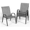 UDPATIO Set di 4 Sedie da Giardino Impilabili, 62 x 67 x 96 cm Sedie Esterno con Schienale Alto e Braccioli, Tessuto Textilene e Struttura Metallo per Esterno e Terrazze, Grigio