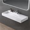 doporro Lavabo Bagno Rettangolare 120 cm, Lavandino Bagno da Appoggio o Sospeso in Minerale Fuso Bianco Lucido, Foro Rubinetto, Scarico Incluso Colossum19