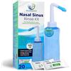 PLUSQMED 1 x Neti Lota 500 ml Irrigatore Adulti, bambini da 5 anni, + 20 bustine di sale, doccia nasale Lavaggi per adulti per la pulizia del naso, Irrigazione nasale con due ugelli