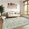 Klyvvo Bohemien Tappeto Soggiorno 200x300 cm, Pelo corto Tappeto con motivi floreali, 1200 g/m³ poliestere, lavabile in lavatrice,TPE antiscivolo base,per camera da letto,sala da pranzo,Verde