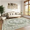 Klyvvo Bohemien Tappeto Soggiorno 200x300 cm, Pelo corto Tappeto con motivi floreali, 1200 g/m³ poliestere, lavabile in lavatrice,TPE antiscivolo base,per camera da letto,sala da pranzo,Verde vintage